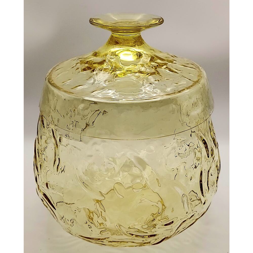 Bryce Mid Century Modern El Rancho Yellow Turnabout Glass Candy Jar With Lid